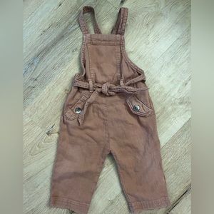 Zara Baby soft cotton overalls size 9-12mo. Light terracotta/soft brown color
